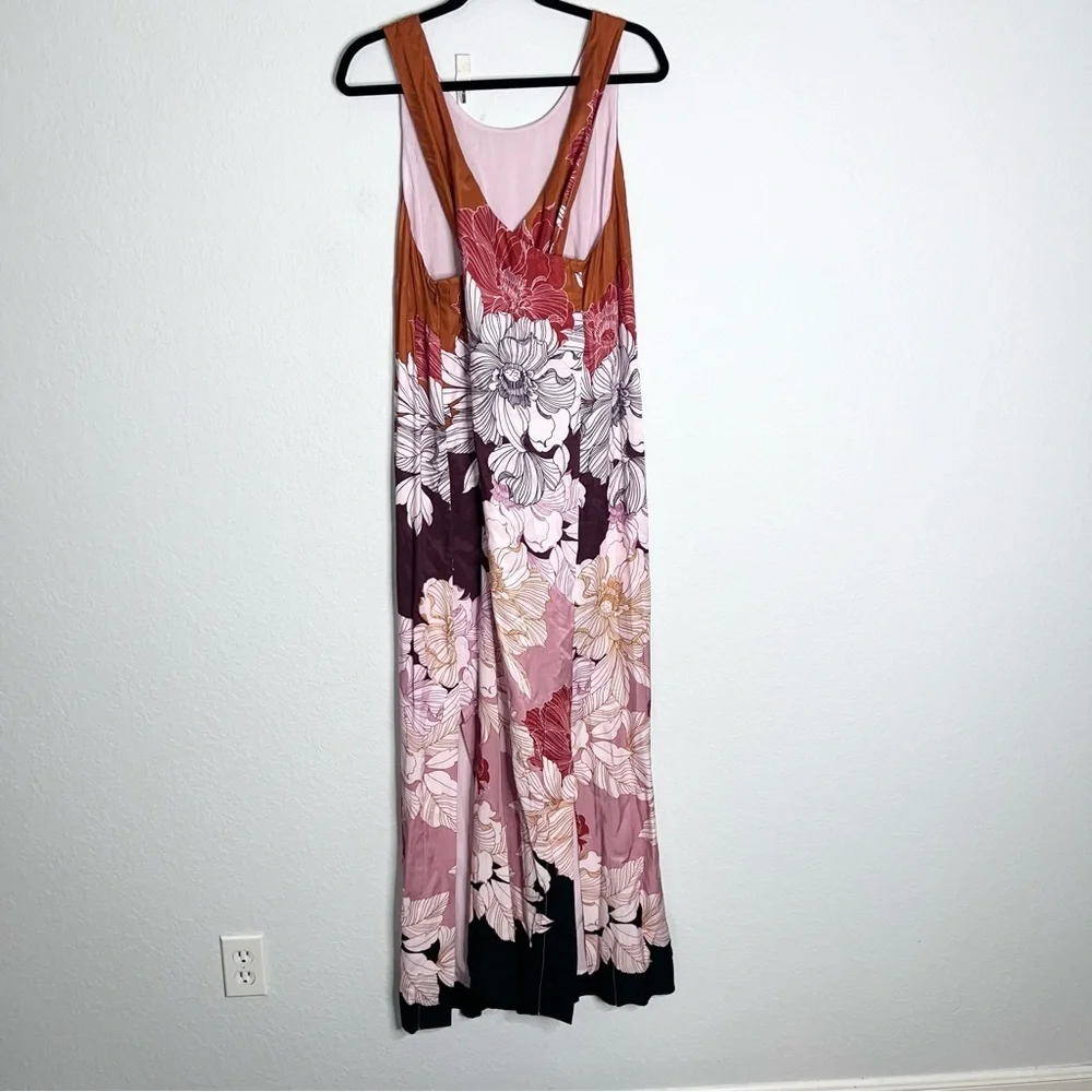 Anthropologie Maeve Maxi Dress Women’s XL Floral Twist Back Orange Slit Sides Q - Picture 5 of 11